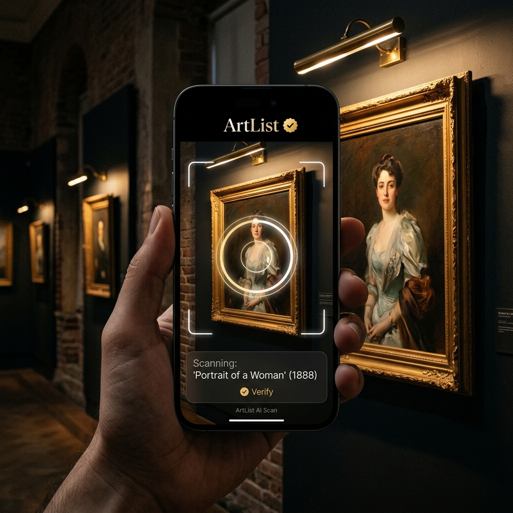 ArtList App scanning painting in gallery
